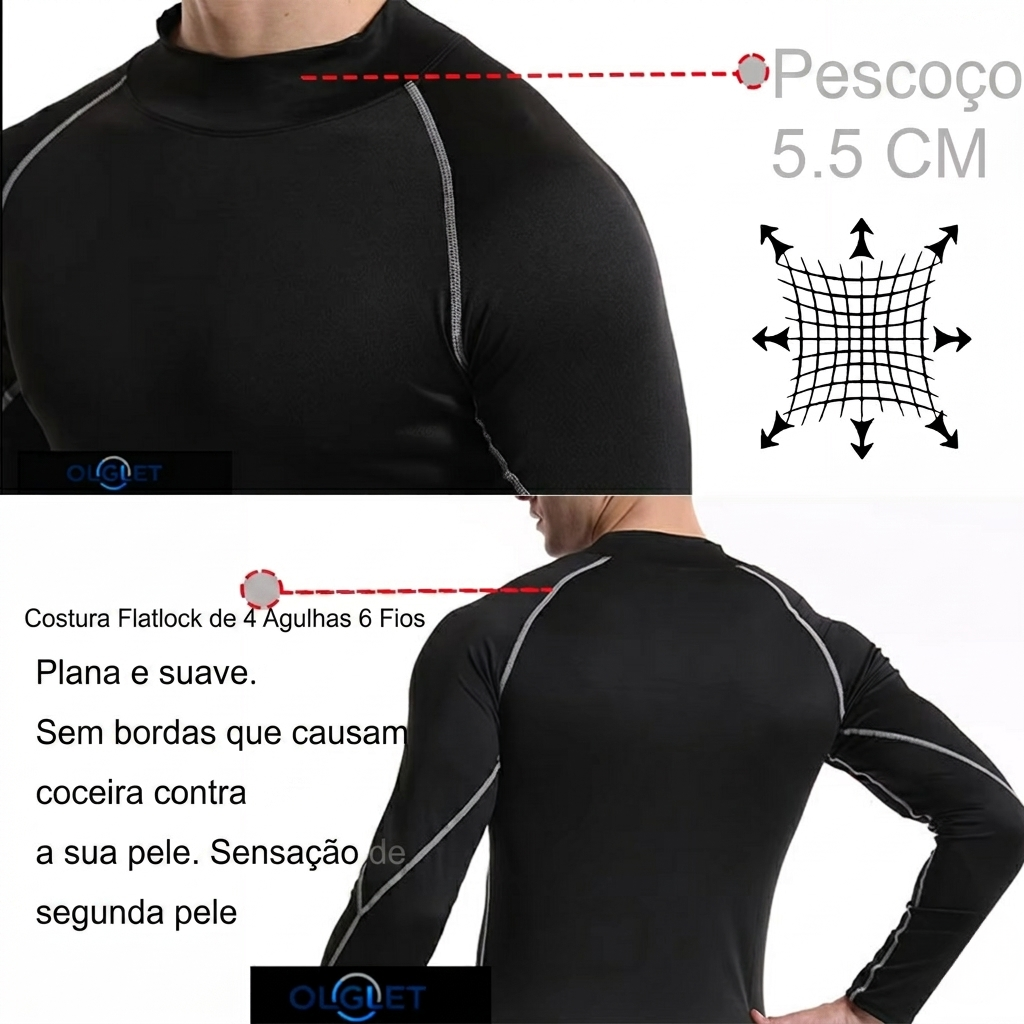 Forge Armor© | Camiseta Masculina Manga Longa de Compressão Slim Fit | A Forja da Excelência | Preta, Cinza e Branca