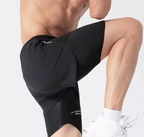 Forge Dual Pro© | Shorts Masculino 2 em 1 com Forro Interno de Compressão | A Forja da Excelência | Preto e Cinza