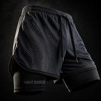 Airforce Dual Short© | Shorts Masculino 2 em 1 Leve Dry-Fit | Corrida, Treino e Musculação | A Forja da Excelência | Cinza, Azul-Marinho e Preto
