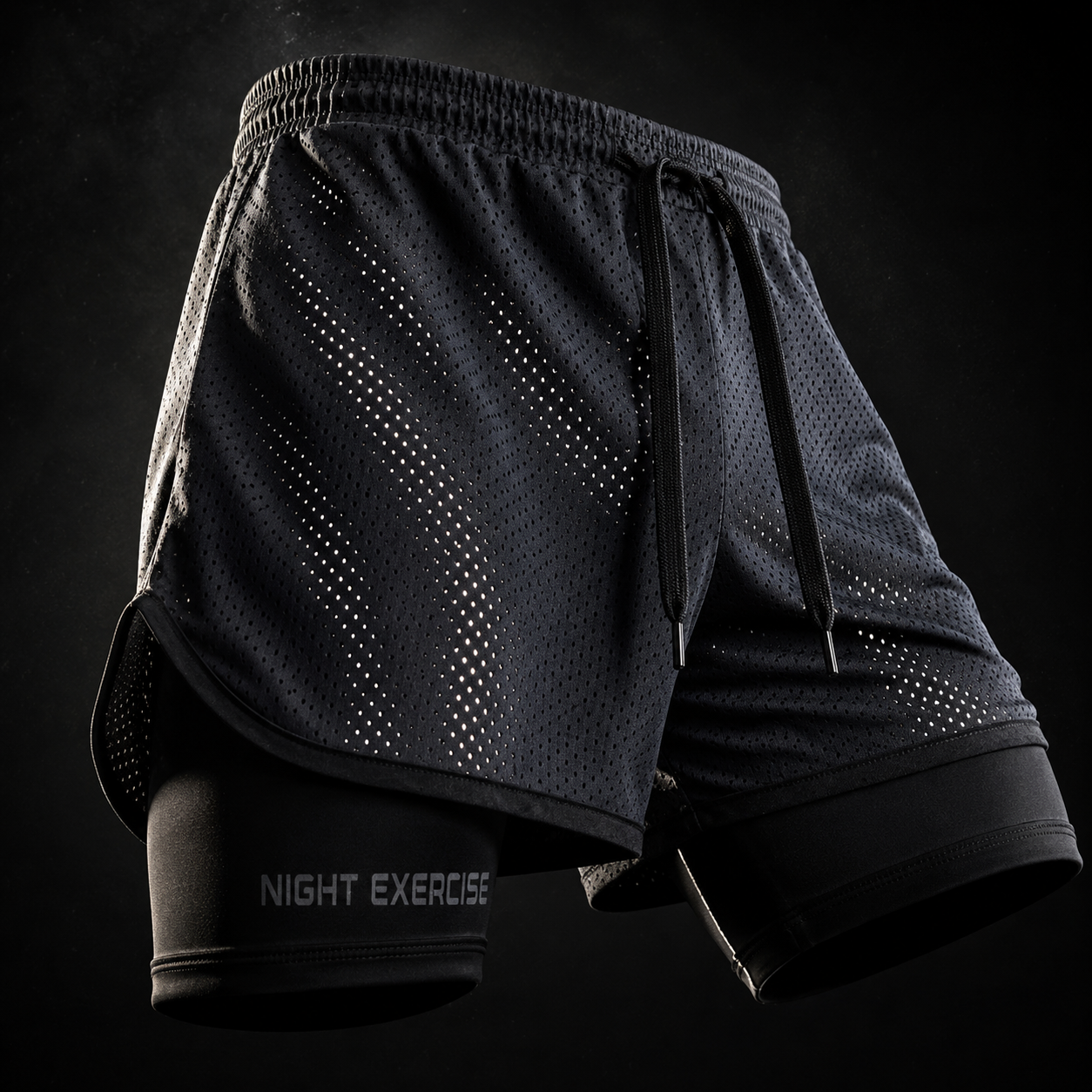 Airforce Dual Short© | Shorts Masculino 2 em 1 Leve Dry-Fit | Corrida, Treino e Musculação | A Forja da Excelência | Cinza, Azul-Marinho e Preto