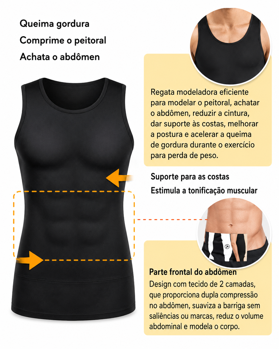 Regata de Compressão Modeladora Slimming Vest© - Comprime Abdômen e Corrige Postura [COMPRE 1 LEVE 2]