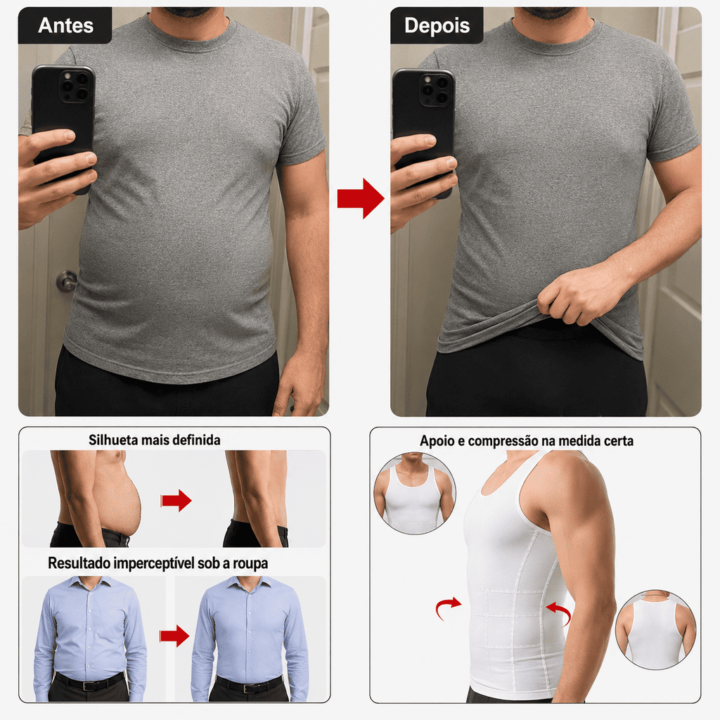 Regata de Compressão Modeladora Slimming Vest© - Comprime Abdômen e Corrige Postura [COMPRE 1 LEVE 2]