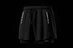 Forge Dual Pro© | Shorts Masculino 2 em 1 com Forro Interno de Compressão | A Forja da Excelência | Preto e Cinza