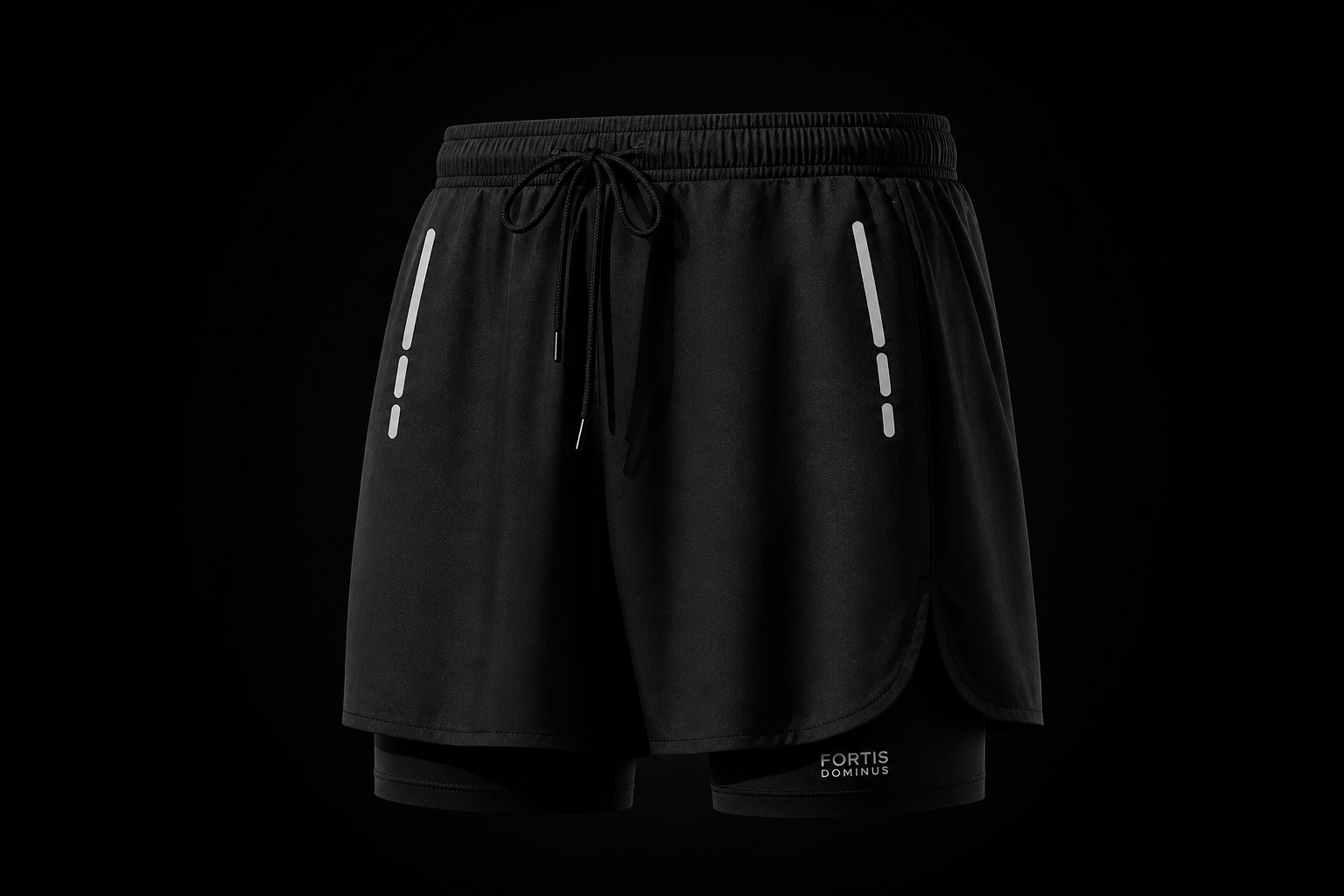 Forge Dual Pro© | Shorts Masculino 2 em 1 com Forro Interno de Compressão | A Forja da Excelência | Preto e Cinza