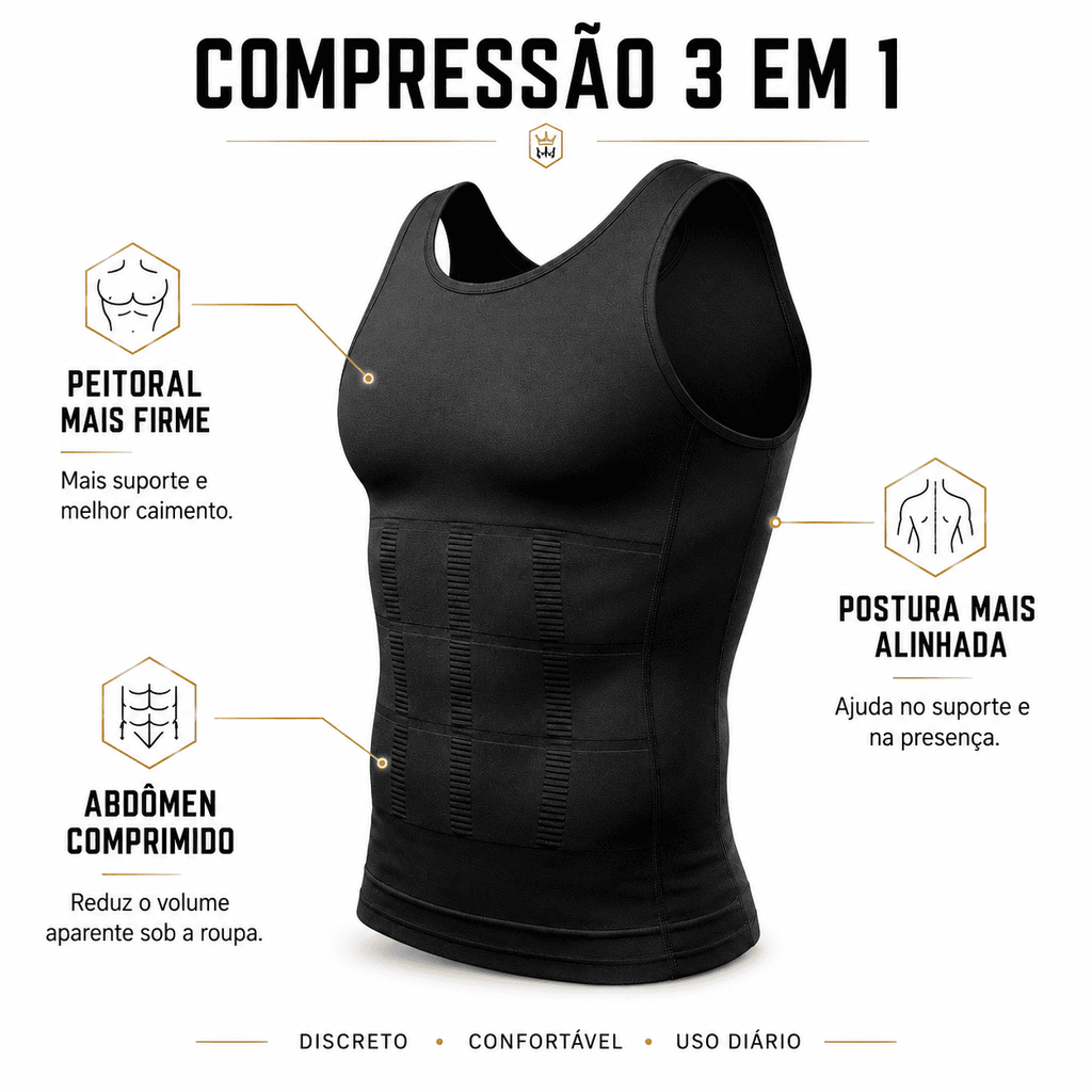 Regata de Compressão Modeladora Slimming Vest© - Comprime Abdômen e Corrige Postura [COMPRE 1 LEVE 2]