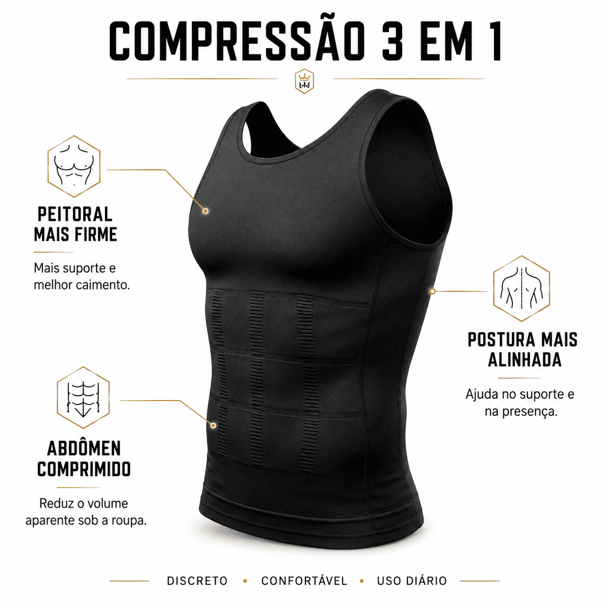 Regata de Compressão Modeladora Slimming Vest© - Comprime Abdômen e Corrige Postura [COMPRE 1 LEVE 2]