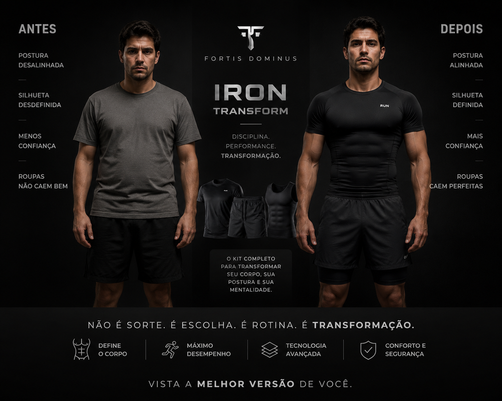 Kit Iron Transform - Fortis © - 3 Peças Dry Fit Alta Elasticidade - Frete Grátis