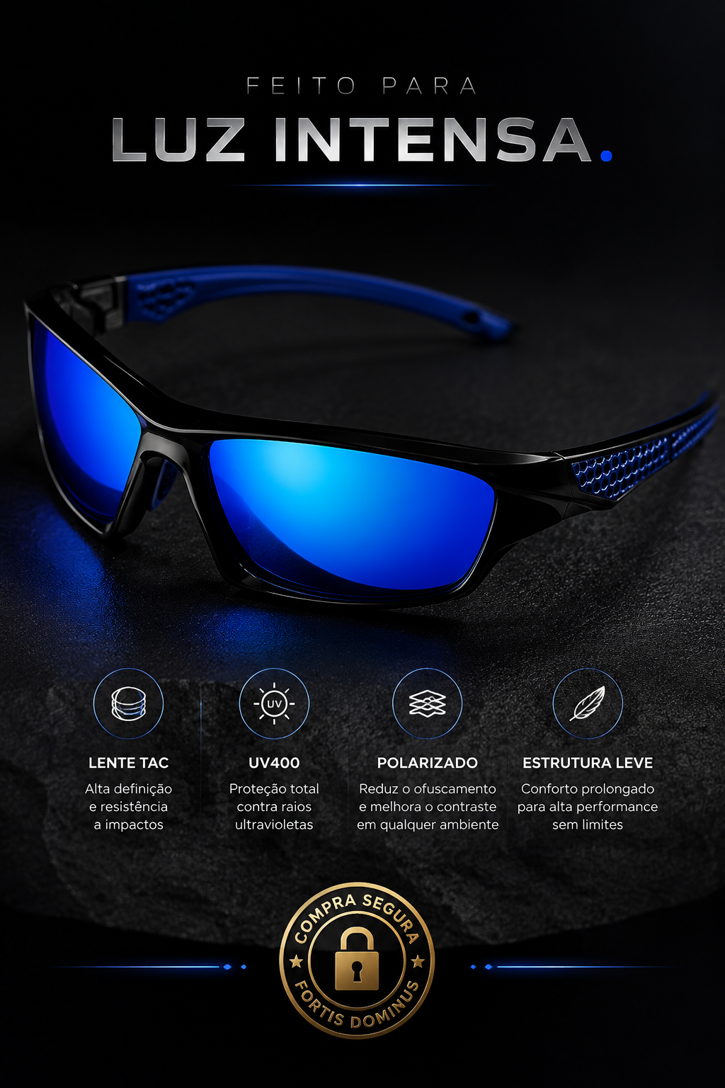Óculos Shadow Pro - Fortis © - Polarizado Anti-Reflexo Visão HD - Leve 2 e Pague Menos + Brinde Exclusivo