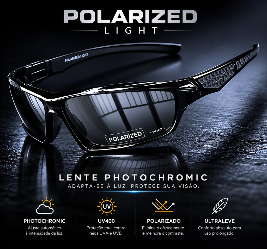 Óculos Shadow Pro - Fortis © - Polarizado Anti-Reflexo Visão HD - Leve 2 e Pague Menos + Brinde Exclusivo