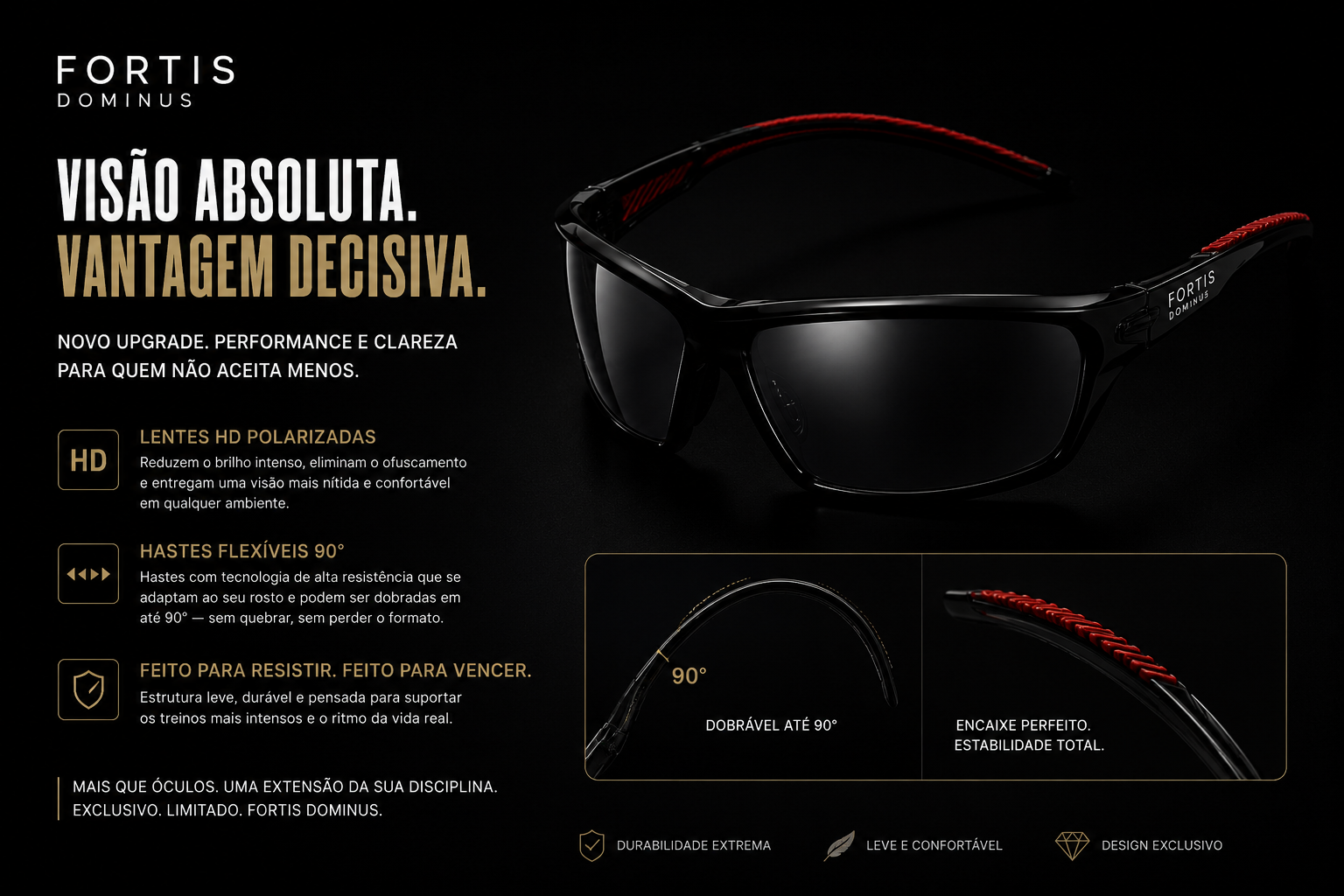 Óculos Shadow Pro - Fortis © - Polarizado Anti-Reflexo Visão HD - Leve 2 e Pague Menos + Brinde Exclusivo