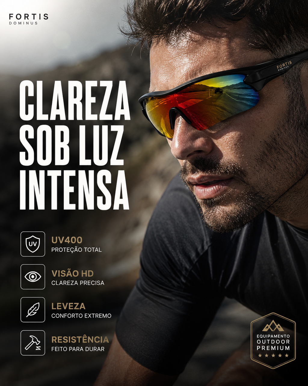 Óculos Apex Mirror - Fortis © - Lente Espelhada UV400 Proteção Total - Compre 2 Pague Menos + Brinde