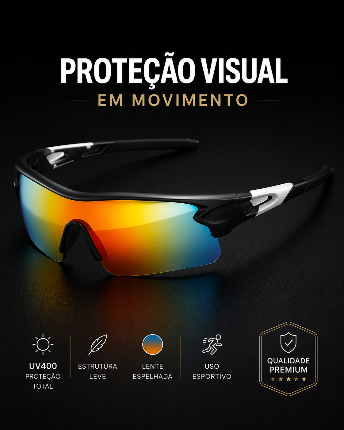 Óculos Apex Mirror - Fortis © - Lente Espelhada UV400 Proteção Total - Compre 2 Pague Menos + Brinde