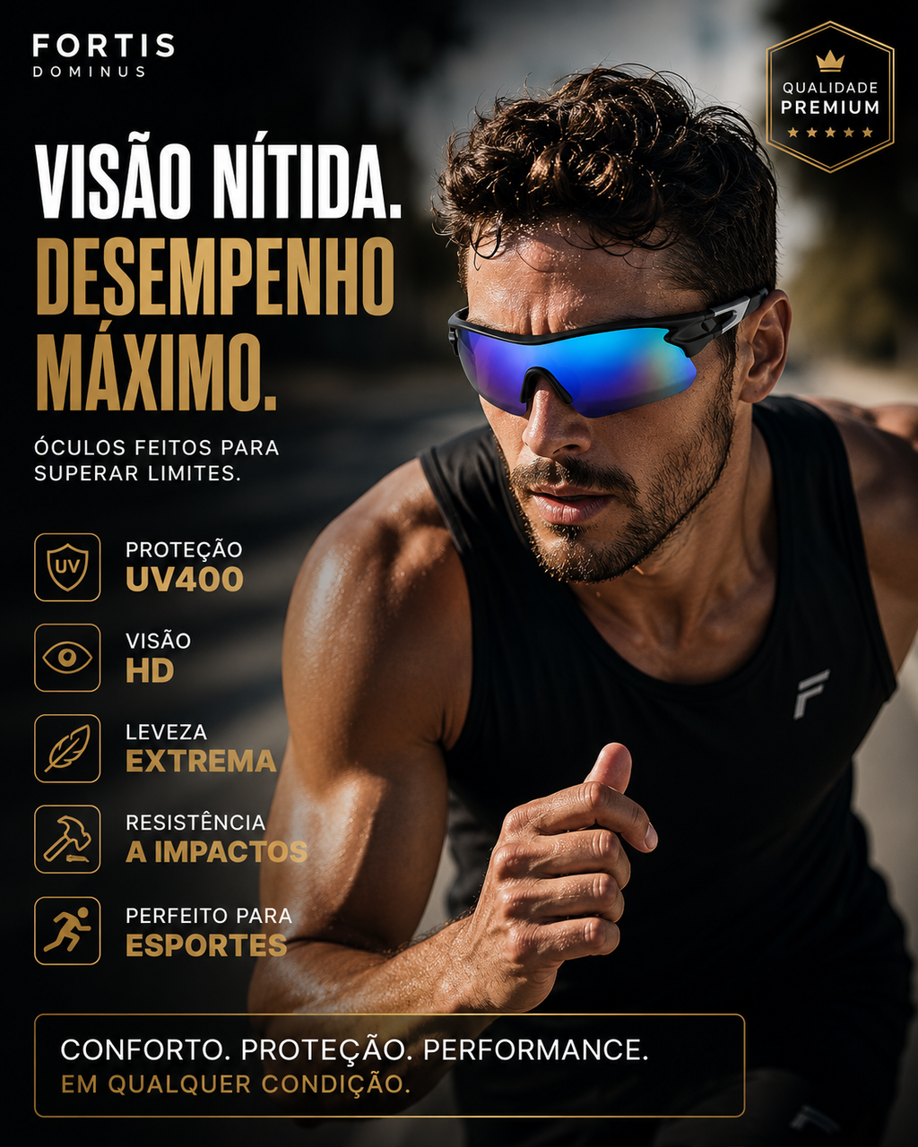 Óculos Apex Mirror - Fortis © - Lente Espelhada UV400 Proteção Total - Compre 2 Pague Menos + Brinde