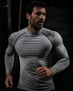 Forge Armor© | Camiseta Masculina Manga Longa de Compressão Slim Fit | A Forja da Excelência | Preta, Cinza e Branca