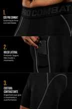 Forge Combat© | Shorts Masculino de Compressão com Bolso Lateral | A Forja da Excelência | Preto