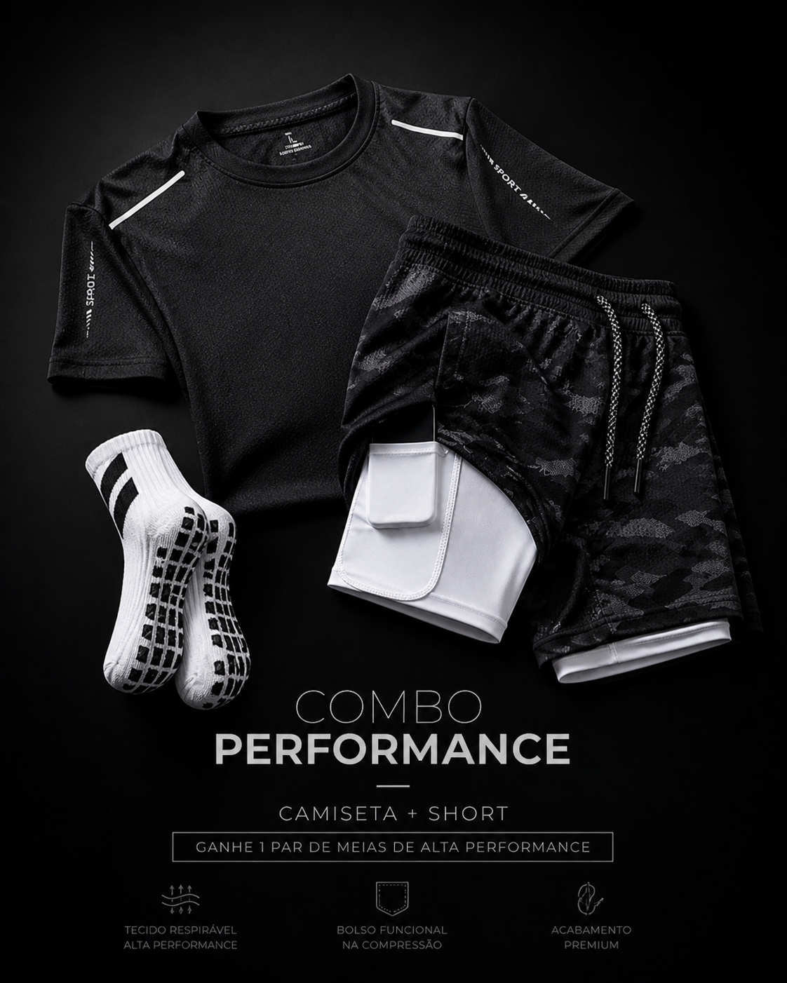COMBO DOMINUS PERFORMANCE (Camiseta + Shorts + Brinde)