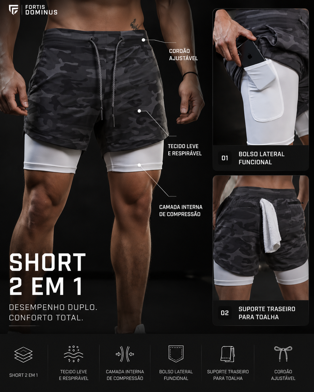 COMBO DOMINUS PERFORMANCE (Camiseta + Shorts + Brinde)