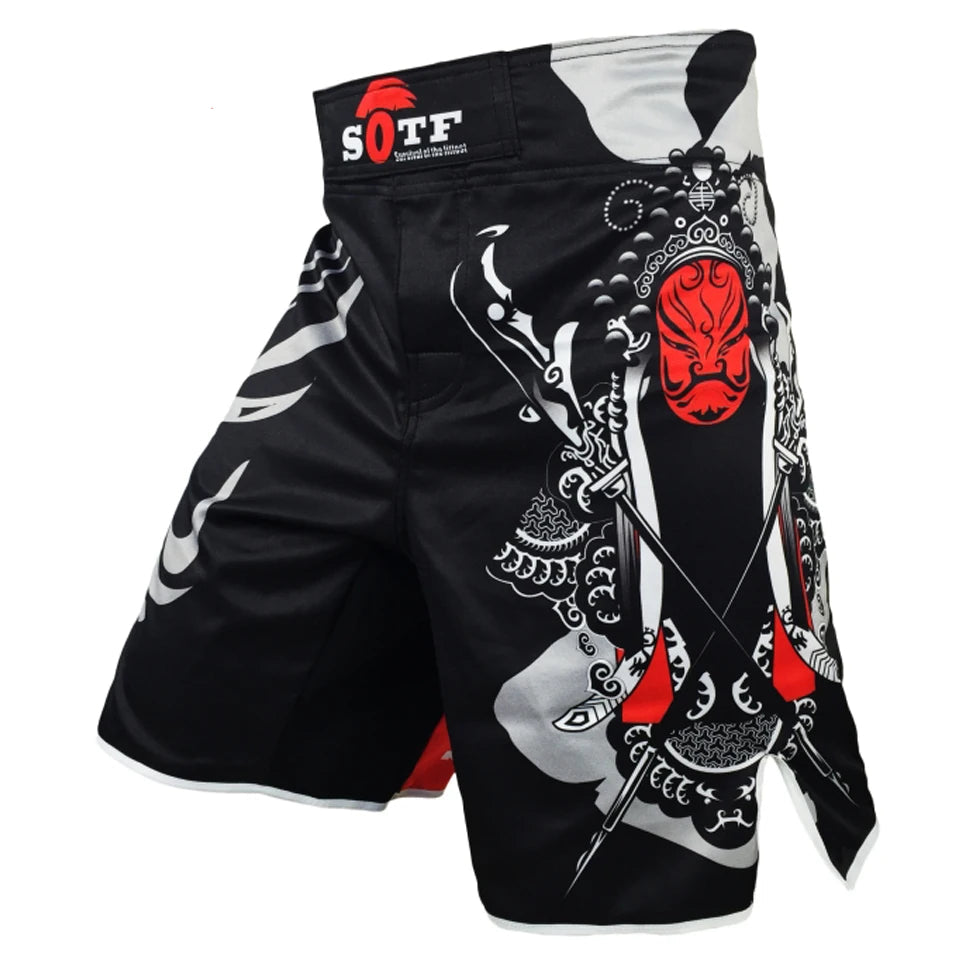 Forge Warlord© | Shorts Masculino de Combate Sublimado | MMA, Muay Thai, Kickboxing e Boxe | A Forja da Excelência | Preto
