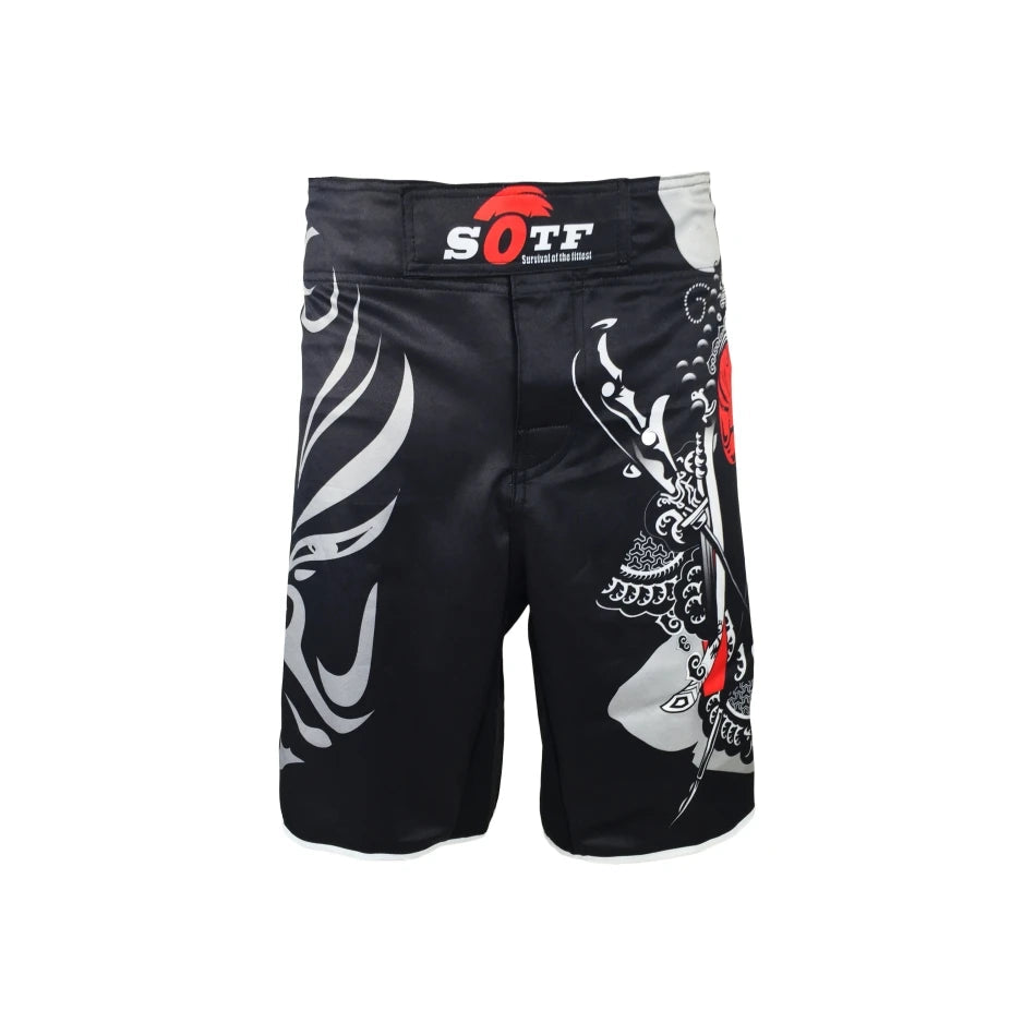 Forge Warlord© | Shorts Masculino de Combate Sublimado | MMA, Muay Thai, Kickboxing e Boxe | A Forja da Excelência | Preto
