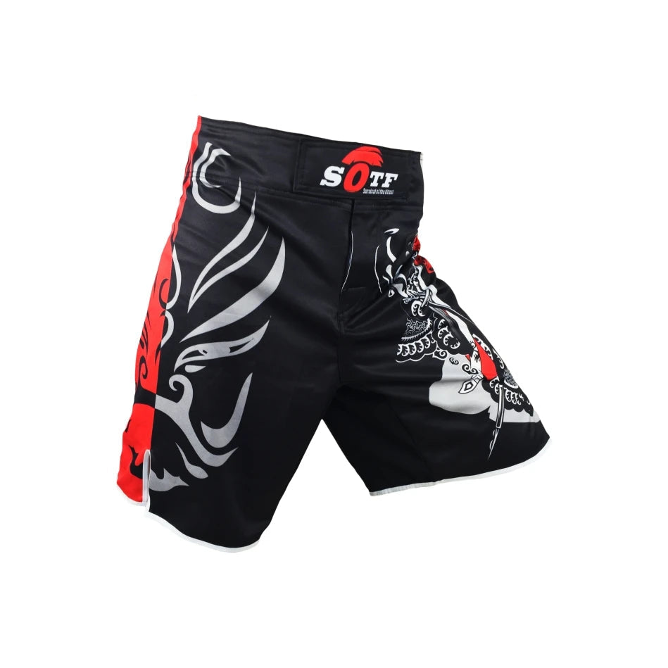 Forge Warlord© | Shorts Masculino de Combate Sublimado | MMA, Muay Thai, Kickboxing e Boxe | A Forja da Excelência | Preto