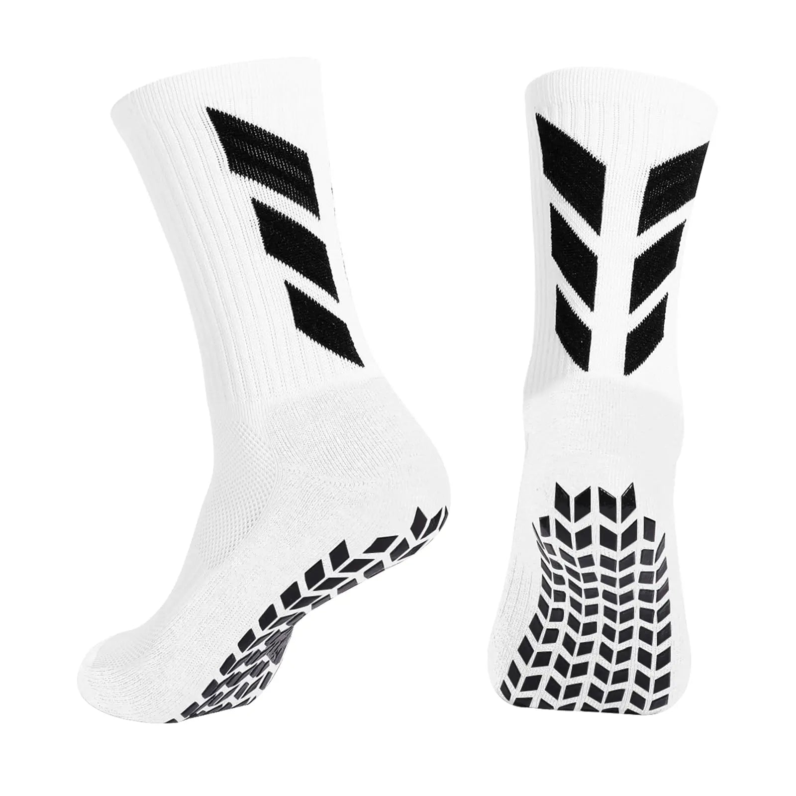 Forge Grip© | Meias Antiderrapantes Masculinas Cano Médio com Tração | A Forja da Excelência | Branco e Preto