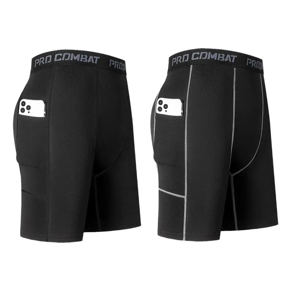 Forge Combat© | Shorts Masculino de Compressão com Bolso Lateral | A Forja da Excelência | Preto