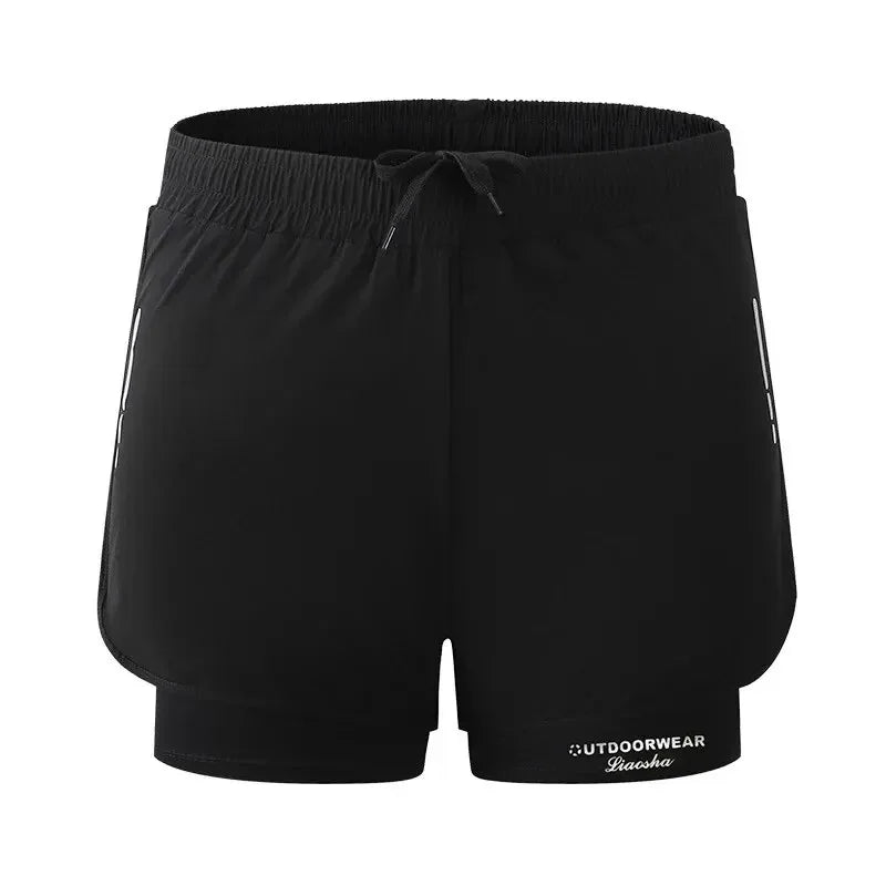 Forge Dual Pro© | Shorts Masculino 2 em 1 com Forro Interno de Compressão | A Forja da Excelência | Preto e Cinza