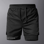 Airforce Dual Short© | Shorts Masculino 2 em 1 Leve Dry-Fit | Corrida, Treino e Musculação | A Forja da Excelência | Cinza, Azul-Marinho e Preto