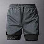 Airforce Dual Short© | Shorts Masculino 2 em 1 Leve Dry-Fit | Corrida, Treino e Musculação | A Forja da Excelência | Cinza, Azul-Marinho e Preto