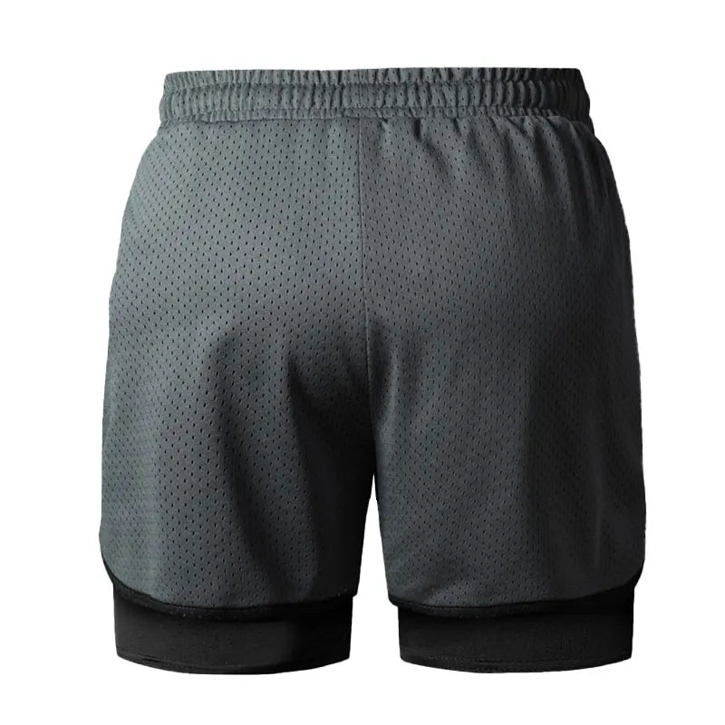 Airforce Dual Short© | Shorts Masculino 2 em 1 Leve Dry-Fit | Corrida, Treino e Musculação | A Forja da Excelência | Cinza, Azul-Marinho e Preto