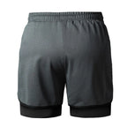 Airforce Dual Short© | Shorts Masculino 2 em 1 Leve Dry-Fit | Corrida, Treino e Musculação | A Forja da Excelência | Cinza, Azul-Marinho e Preto