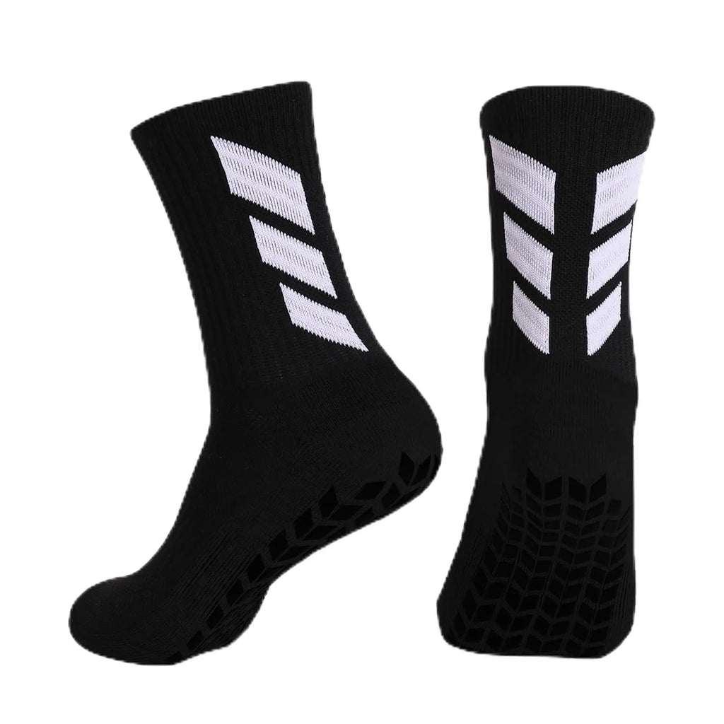 Forge Grip© | Meias Antiderrapantes Masculinas Cano Médio com Tração | A Forja da Excelência | Branco e Preto