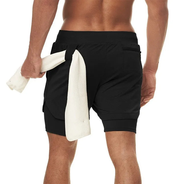 Forge Premium Tactical© | Shorts Masculino 2 em 1 Camuflado com Bolso para Celular | A Forja da Excelência | Preto