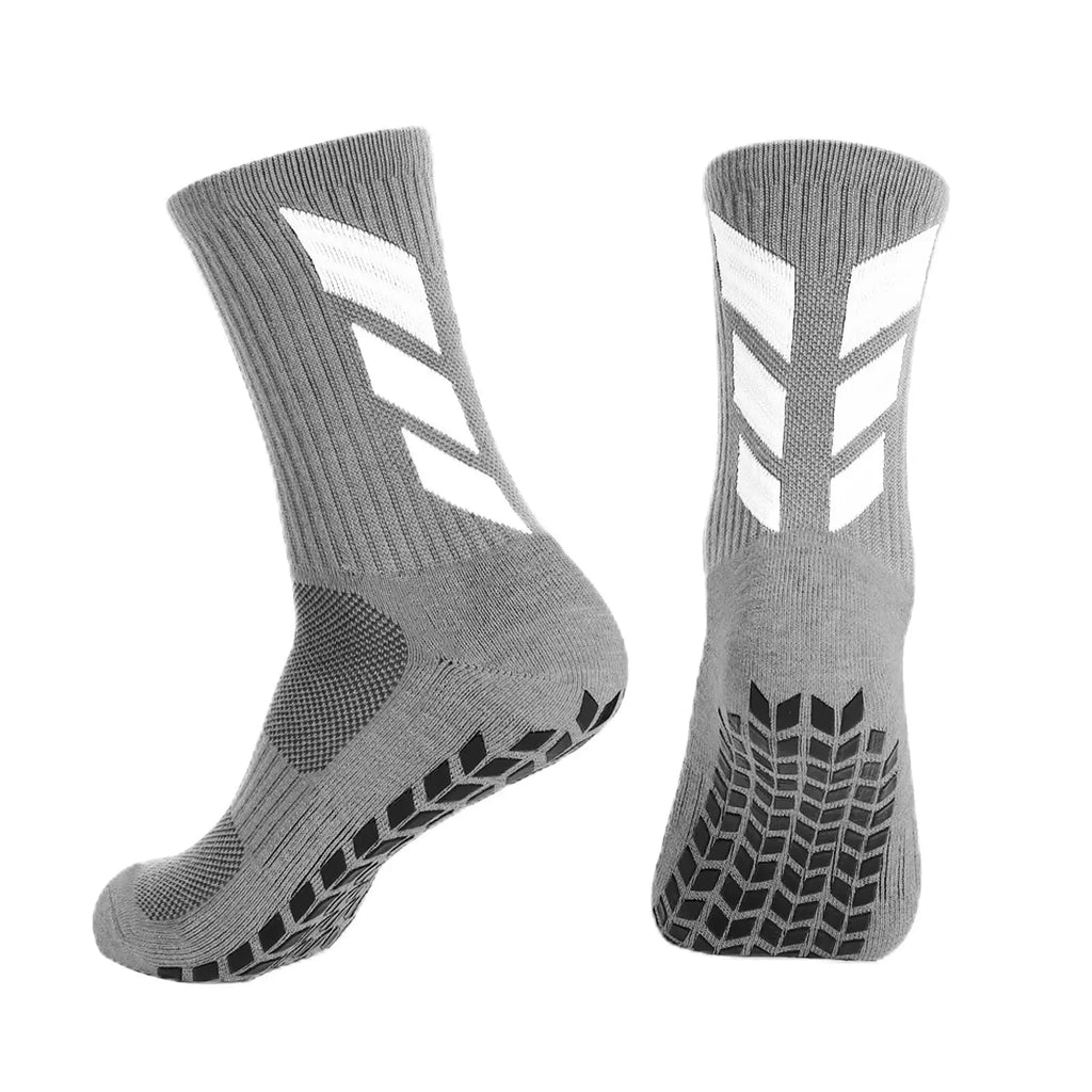 Forge Grip© | Meias Antiderrapantes Masculinas Cano Médio com Tração | A Forja da Excelência | Branco e Preto
